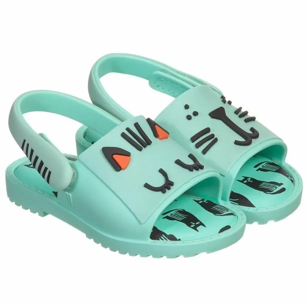 MINI MELISSA Mia + Fabula Mint Green Cat Kitten Sandals Shoes Toddler Girl's  7